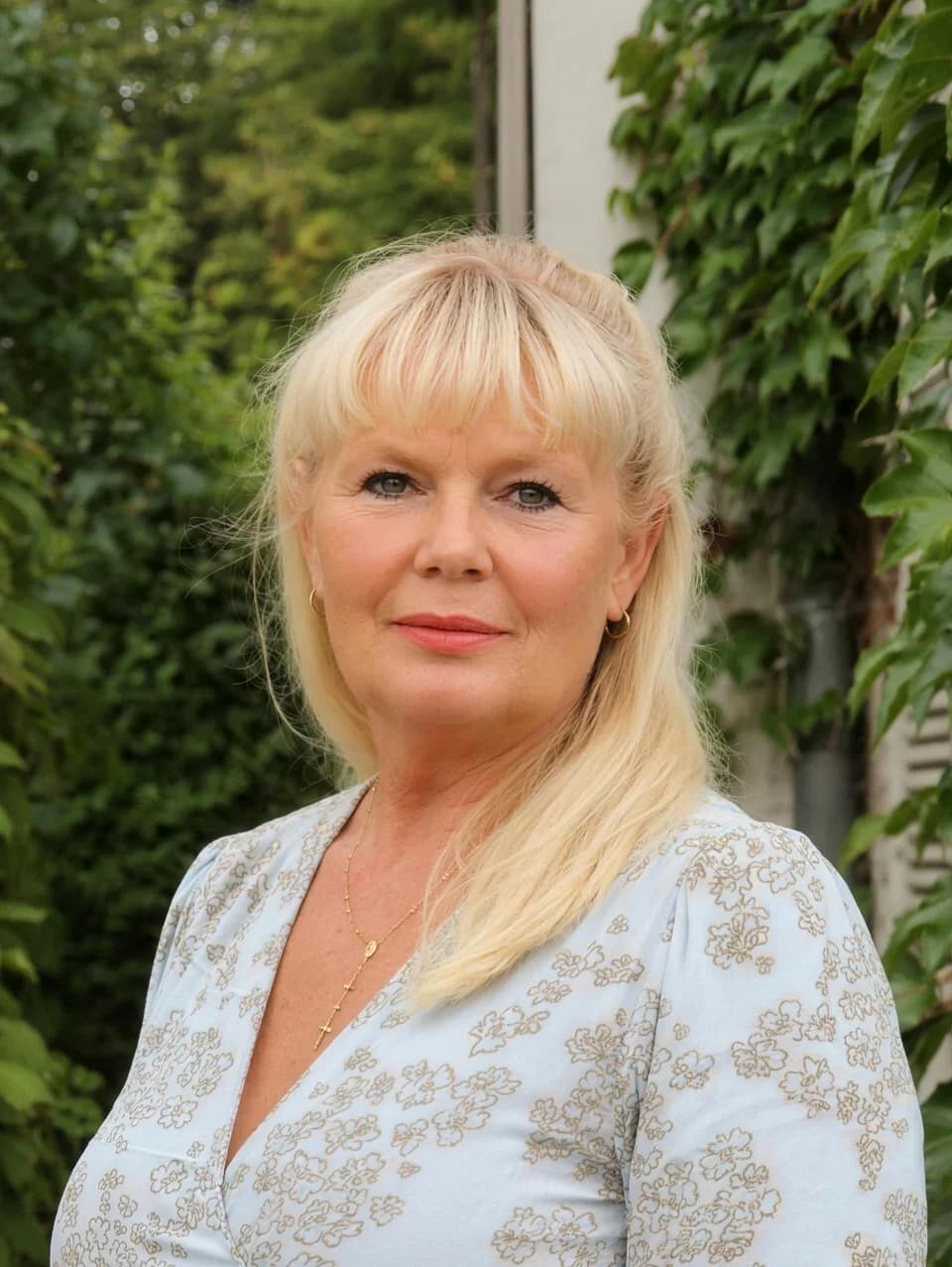 Ines Beermann vor der begrünten Fassade des Büros