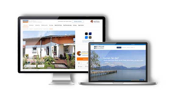 Computerbild mit der Website von Implus Immobilien